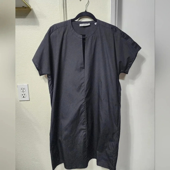 VINCE Classic Black Cotton Poplin Popover Dress - Size Small - Picture 4 of 8